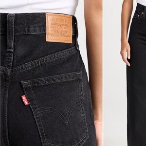 Levi's Women's High-Rise Ribcage Wide Leg Black Denim Jeans